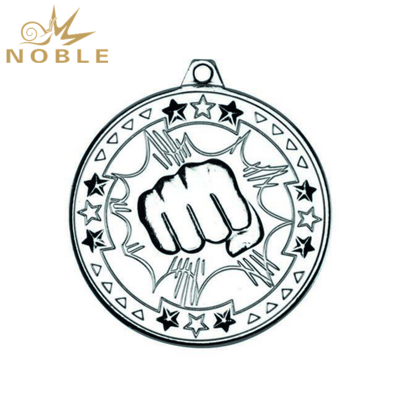Metal Silver Boxing Medal