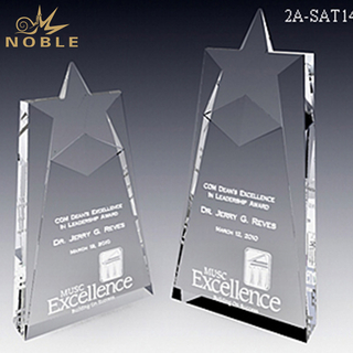 Crystal Block Star Trophy With Engraving Logo
