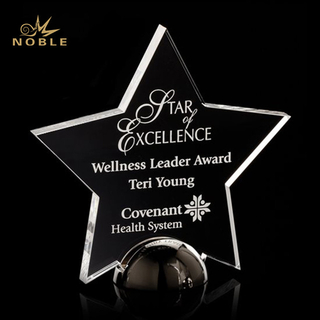 Custom Logo Crystal Star Trophy with Base