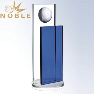 Blue Crystal K9 Crystal Globe Trophy