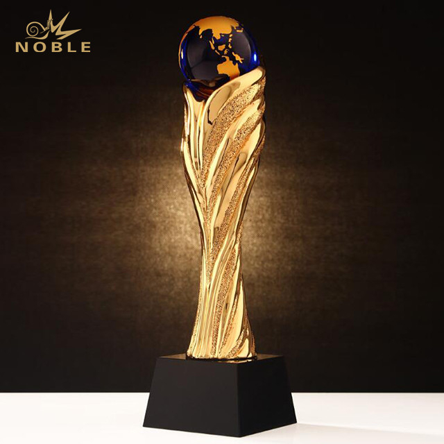 Gold Plated Resin Trophy with Crystal Earth Globe