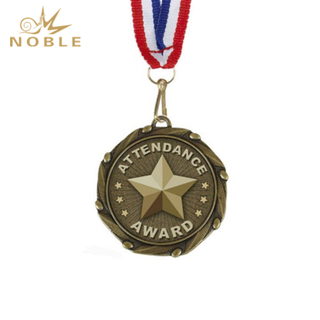 Gold Attendance Medal with Red, White & Blue Ribbon
