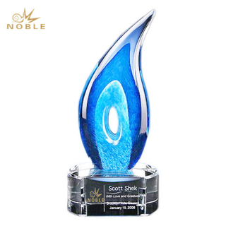 Firelight Blue Art Glass Trophy