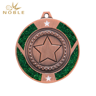Custom Green Glitter Star Medal 