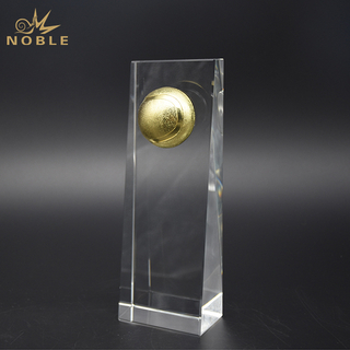 Crystal Trophy With Metal Tennis 