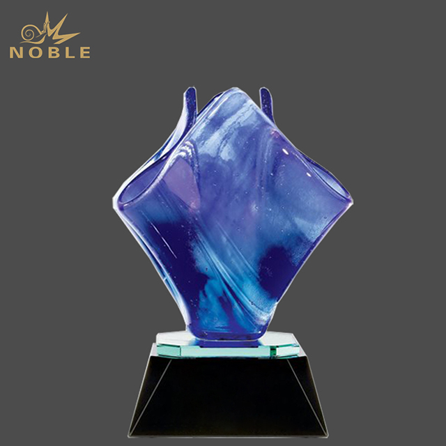 215---026 RS-7910-19C-HR Cobalt Bloom Art Glass Award