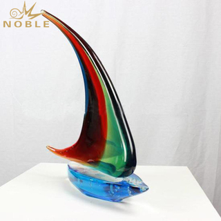 New Colorful Ship Art Hand Blown Glass Trophy 