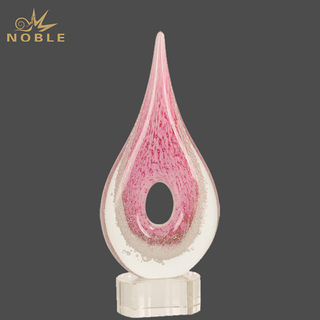 Pink Rain Drop Art Glass Award