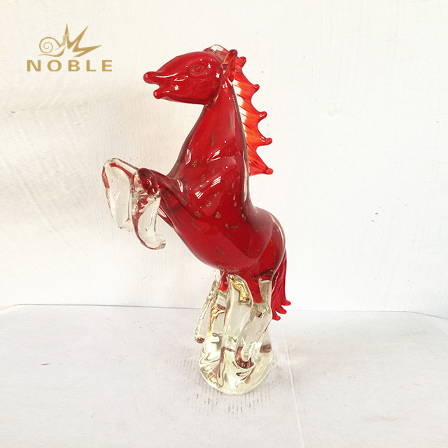 Red Colored Horse Art Glass Sculpture