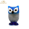 Blue Hand Blown Glass Owl As Home Decoration