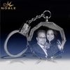 Elegant Octagon Crystal Key Chain With Silver Finish Key Ring 