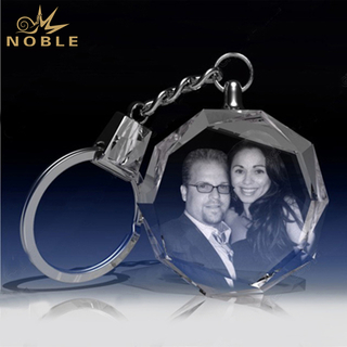 Elegant Octagon Crystal Key Chain With Silver Finish Key Ring 