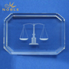 Scale of Justice Oblong Gem Cut Crystal Paperweight 