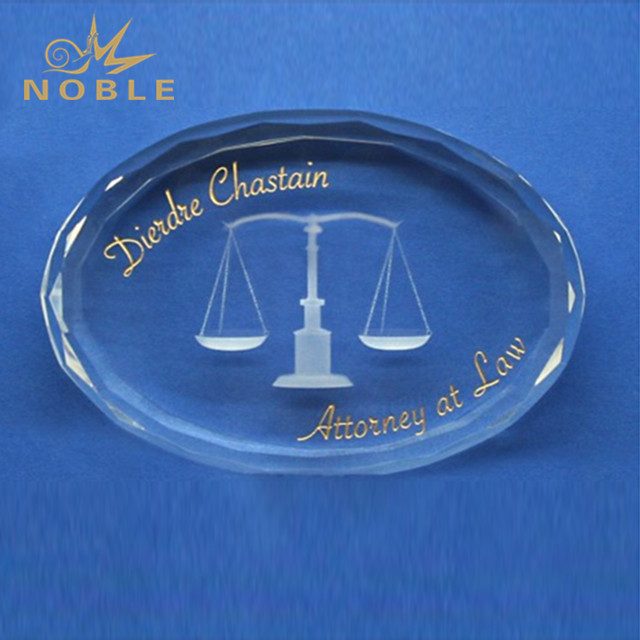 NB-CAW315---2A- CCV037 Scale of Justice Oval Gem Cut Paperweight4x2.75x0.75inch