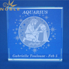 Square Zodiac Aquarius Gem Cut Crystal Paperweight 
