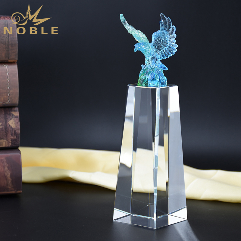 Colorful Art Glass Eagle Trophy