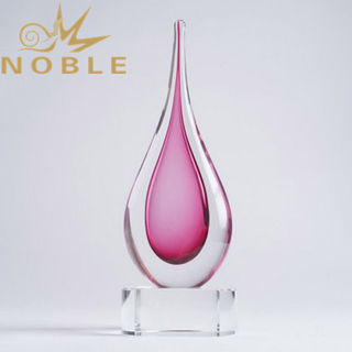 Pink Teardrop Art Glass Trophy 