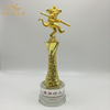 Chinese Character Metal Gold Monkey Figurine Trophy With Crystal Base