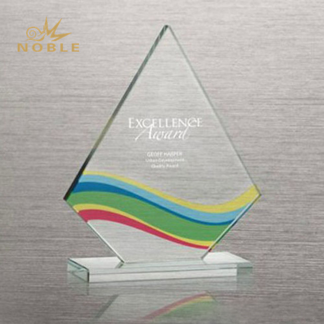 Crystal Light Red Accent Trophy - Curved Edge