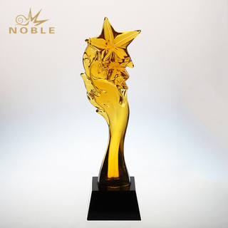 Art Glass Gold Glaze Star Trophy