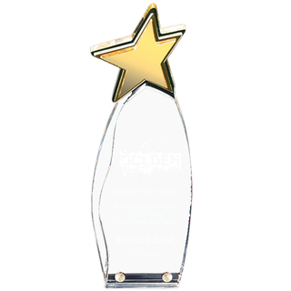 Acrylic Star Trophy with Yellow Star on The Top