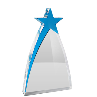 Acrylic Star Trophy with Blue Star on The Top