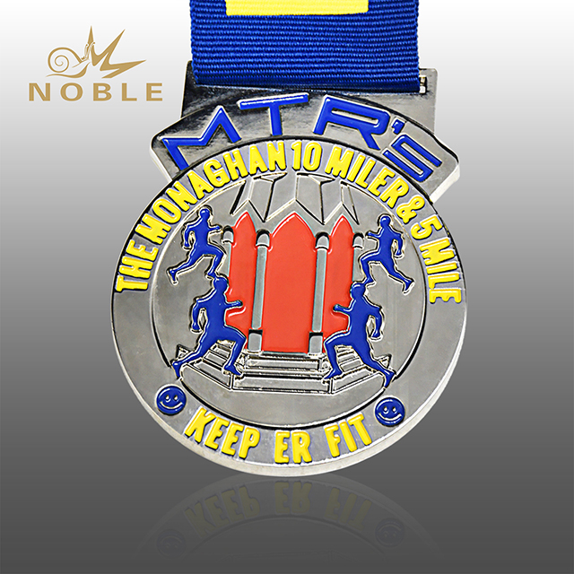 Shiny Silver Custom Medal with Color Filling