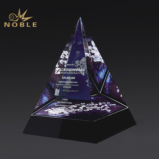 Unique Design Custom 3D Laser Engraved Crystal Pyramid