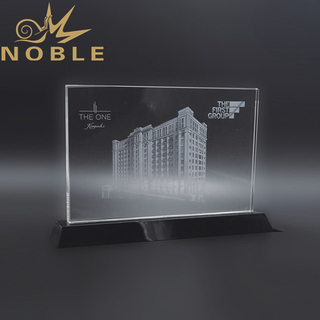 Clear Crystal Plaque with 3D Laser Engraving Building 