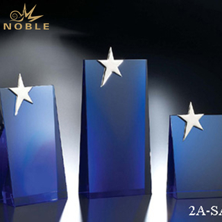 Blue Crystal With Silver Metal Star Plaque