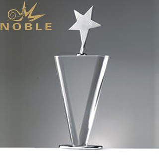 Professional Award Manufacturer Silver Metal Star Crystal Trophy