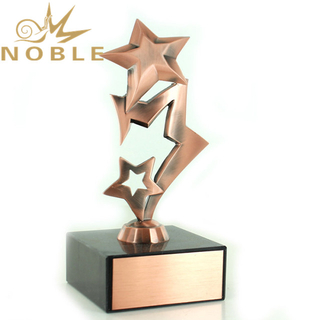 Bright Die Cast Metal Polished Bronze Three Stars Trophy
