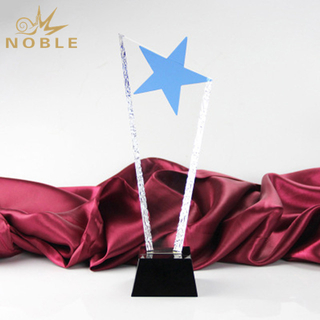 Clear Crystal Star Award with Blue Star