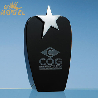 Silver Metal Star Black Crystal Plaque