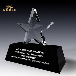 Noble Made Crystal Star Award with Black Base