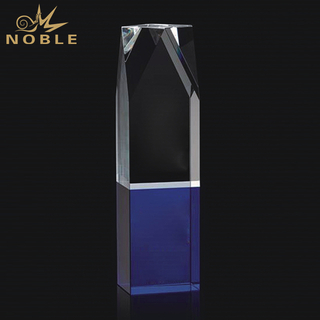 Crystal Block Award With Blue Base