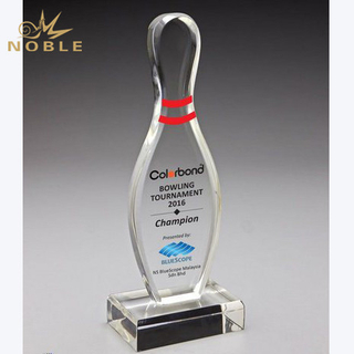 2019 Crystal Bowling Trophy with Clear Base