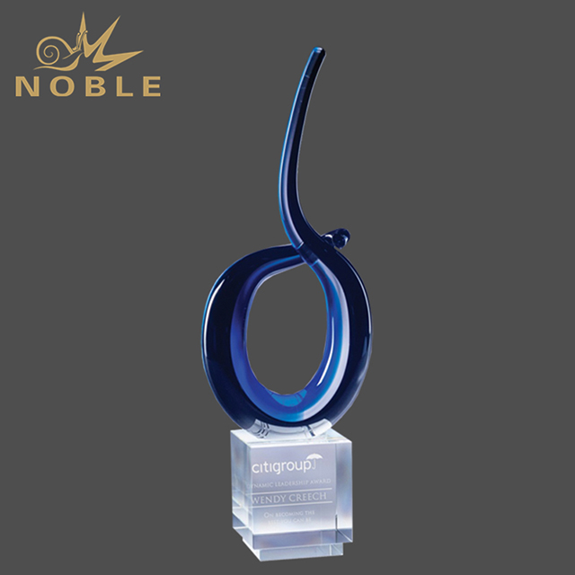 237---075 JC-1148-HR Blue Rhythm Crystal Artglass Award