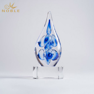 Blue Colored Art Glass Trophy