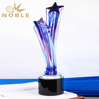 New Colorful Star Hand Blown Glass Trophy