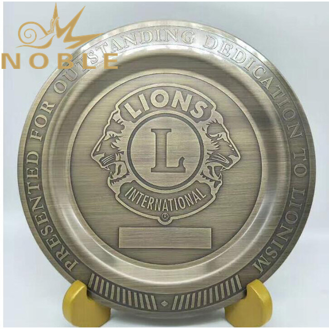 Large Size Metal Plate Plaque with Wood Base 