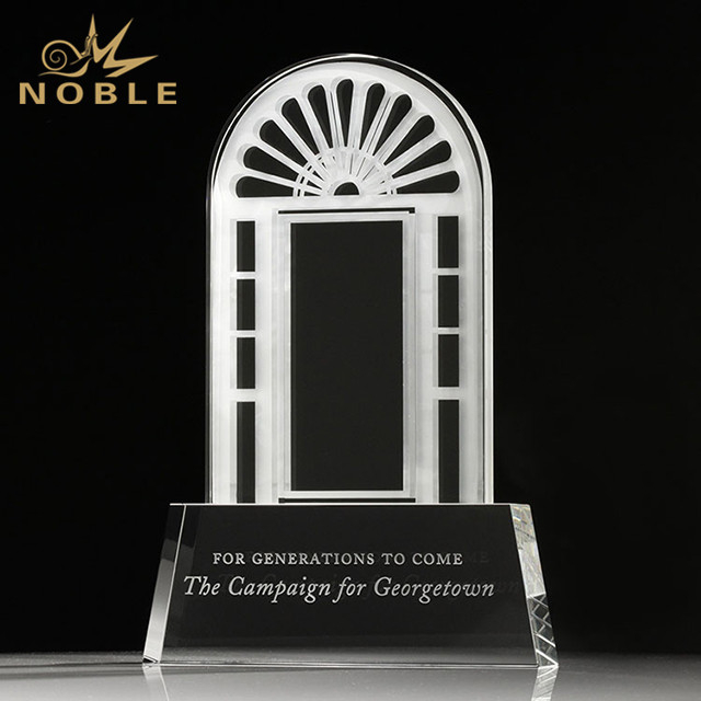 Georgetown Town Hall Custom Black Crystal Corporate Trophy