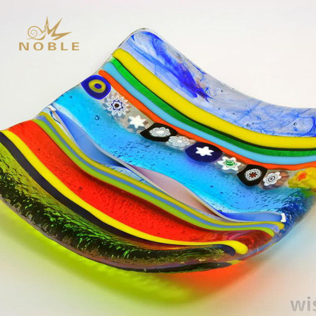 268---Fine art glass works may consist of colorful dishes