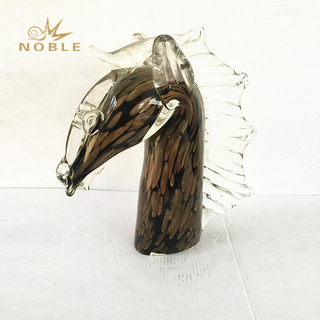 Colored Horse Head Art Glass Sculpture 