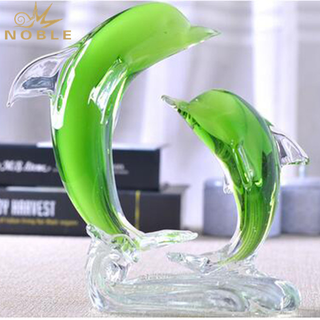  Green Art Glass Hand Blown Glass Dolphin As Wedding Gift