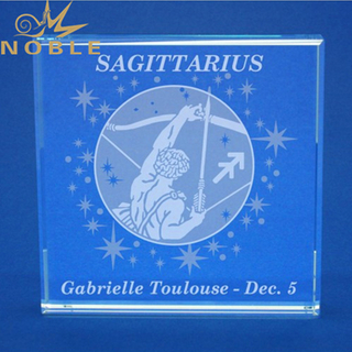 Square Zodiac Sagittarius Gem Crystal Paperweight 