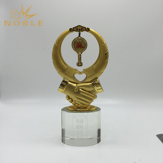 Decorative Gold Metal Handshake Trophy 