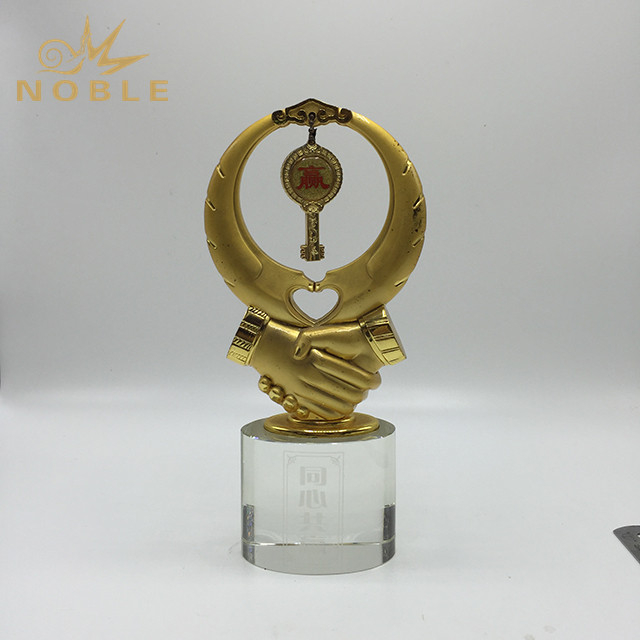 Decorative Gold Metal Handshake Trophy 