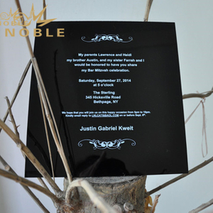 Custom Made Black Engrave Text Crystal Invitation Card