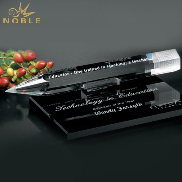 592---2A-UA012 Pencil Award on Black Glass Base
